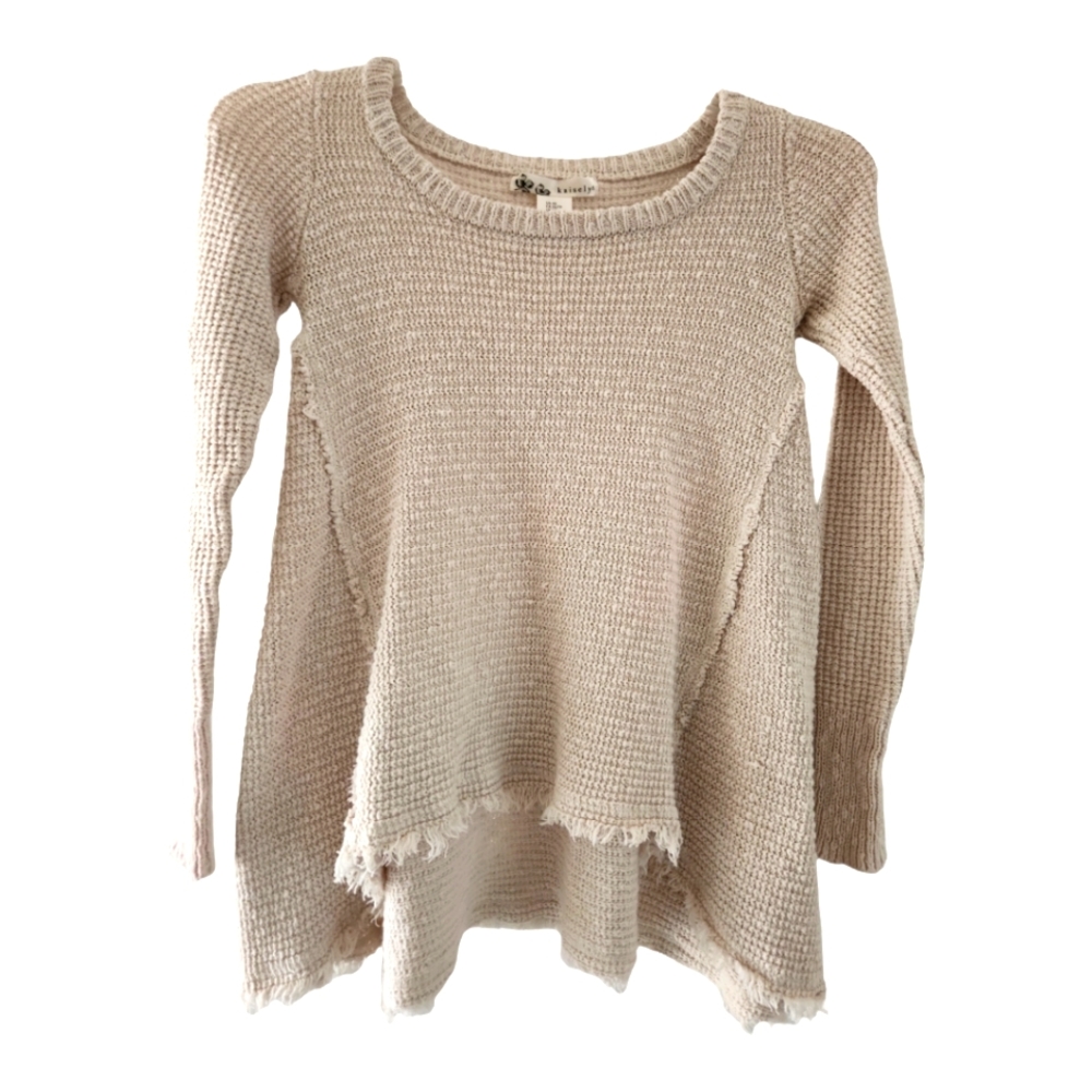 Kaisely Round Neck Sweater Size XS Textured Top Neutral Oatmeal Cotton